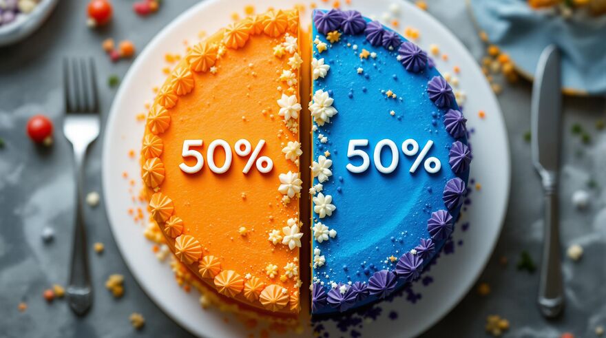 Datenanalyse mit den Radio Creator AI-Tools. Das KI-Bild zeigt eine Torten-Grafik als Torte.