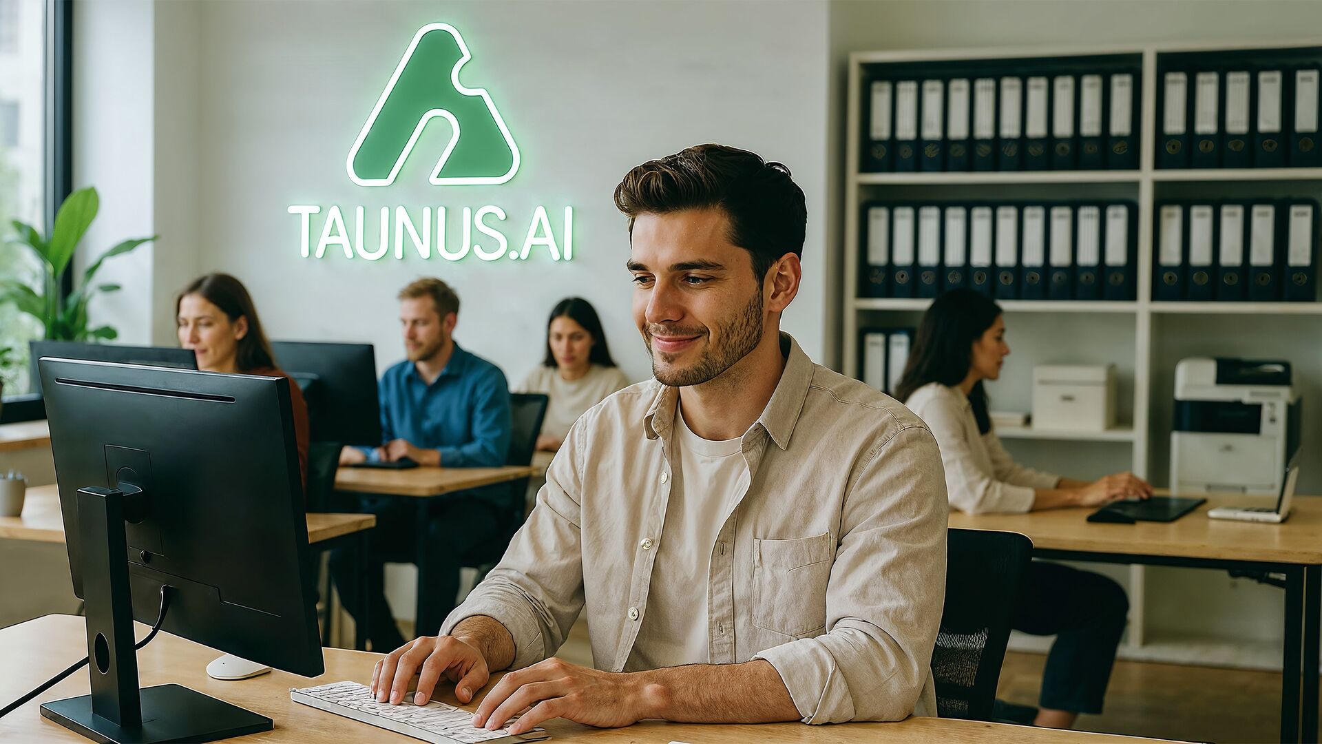 TAUNUS.AI KI für Unternehmen, Team bei der Arbeit, KI-Bild